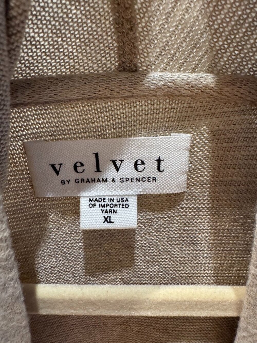 Velvet by Graham & Spencer Waterfall Cardigan XL Taupe - Picture 2 of 4